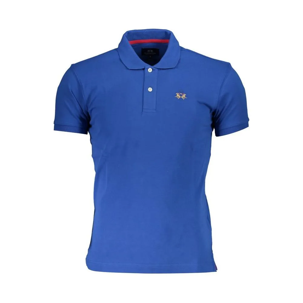 La Martina Blue Cotton Men Polo Shirt