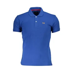 La Martina Blue Cotton Men Polo Shirt