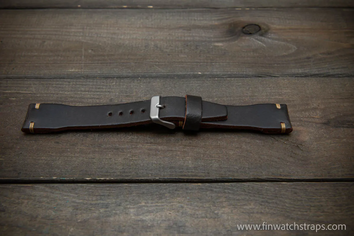 Leather watch strap 4 mm thick, Pilot model, handmade in Finland -19x16mm, 20x16mm, 21x18mm, 22x18mm, 23x20mm, 24x20mm.