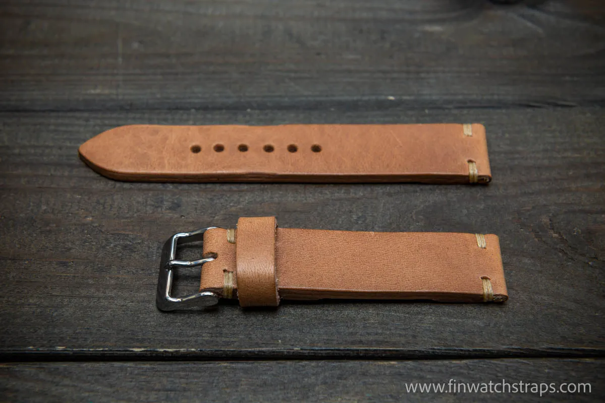 Leather Watch Strap, Italian Vachetta watch band. Handmade in Finland, 16,17,18,19,20,21,22,23,24,25,26 mm.