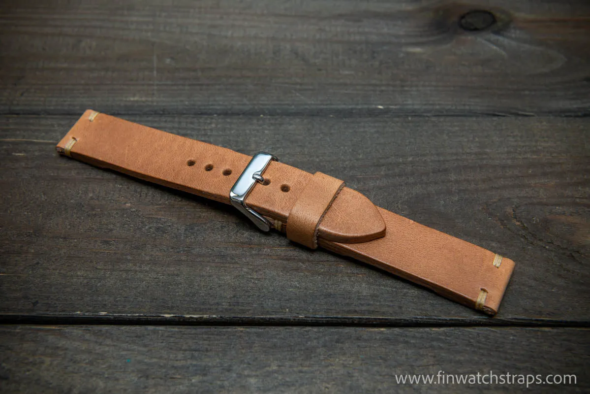 Leather Watch Strap, Italian Vachetta watch band. Handmade in Finland, 16,17,18,19,20,21,22,23,24,25,26 mm.