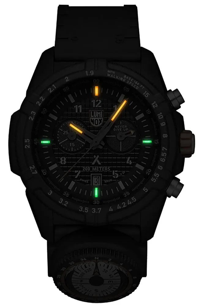 Luminox Bear Grylls Survival Chronograph CARBONOX Black Dial Black Rubber Strap Compass Date Divers Quartz Mens Watch XB.3782.MI