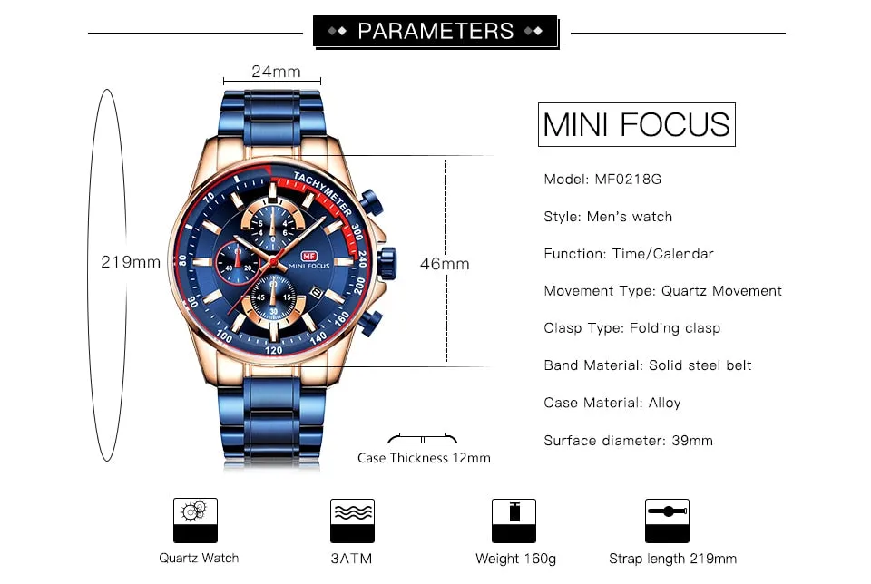 Mini Focus Chronograph Men's Fashionable Quartz Watch (Top Brand, Luxury Watches)