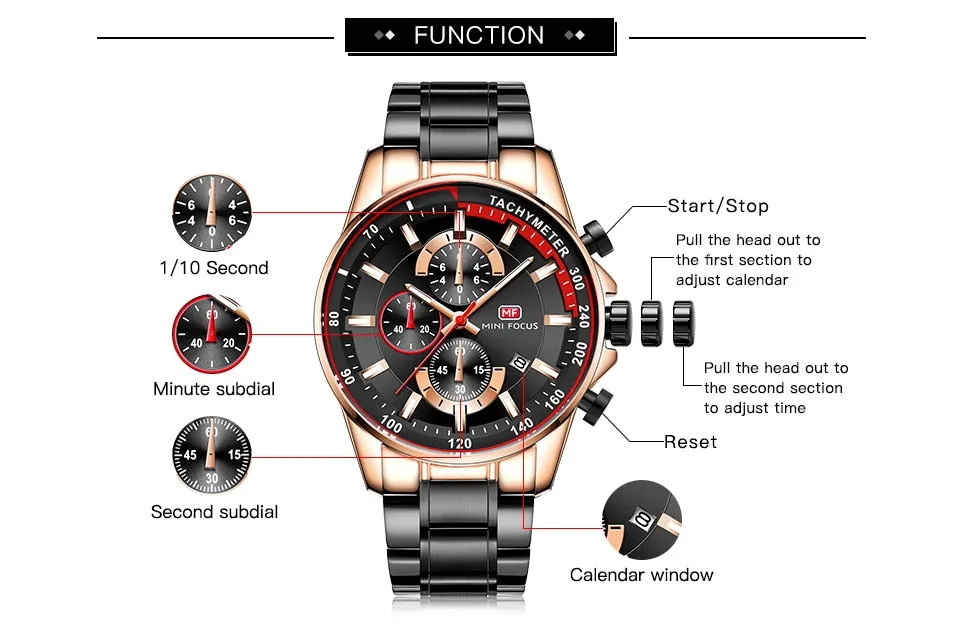 Mini Focus Chronograph Men's Fashionable Quartz Watch (Top Brand, Luxury Watches)