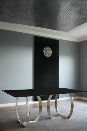 Monique Glass Top Dining Table  in Silver