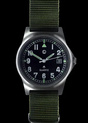 MWC G10 LM Stainless Steel Military Watch on a Olive Green NATO Military Webbing Strap