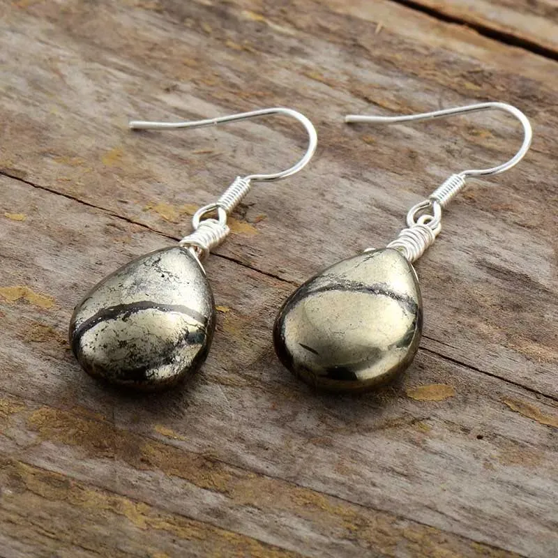 Pyrite Teardrop Earrings