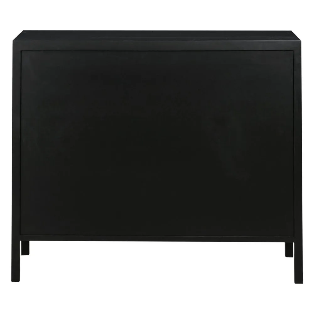 Santorini Hamptons 3 Drawer Timber/Rattan Dresser 100cm Black