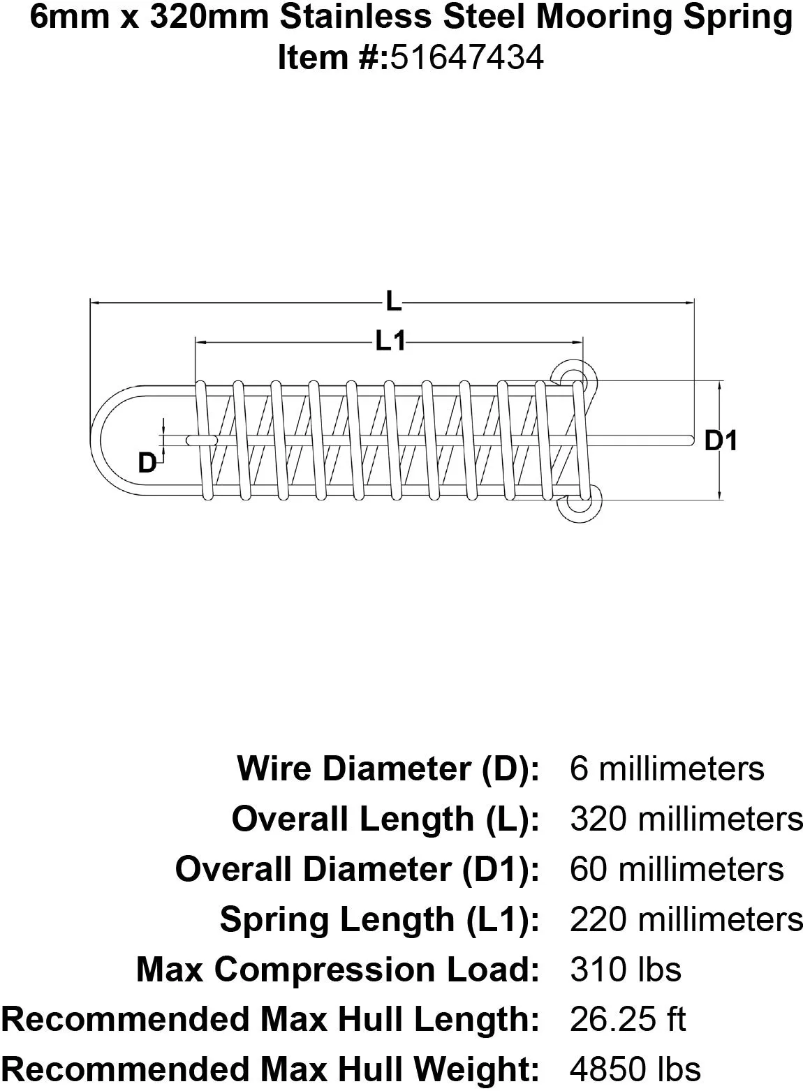 Stainless Mooring Springs