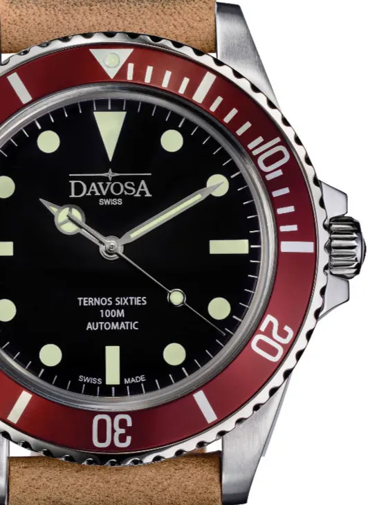 Ternos Sixties Automatic Swiss-Made Red Black Diver Watch 16152565