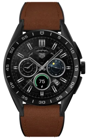 TH Watch Connected Calibre E4 45 Titanium Brown Leather