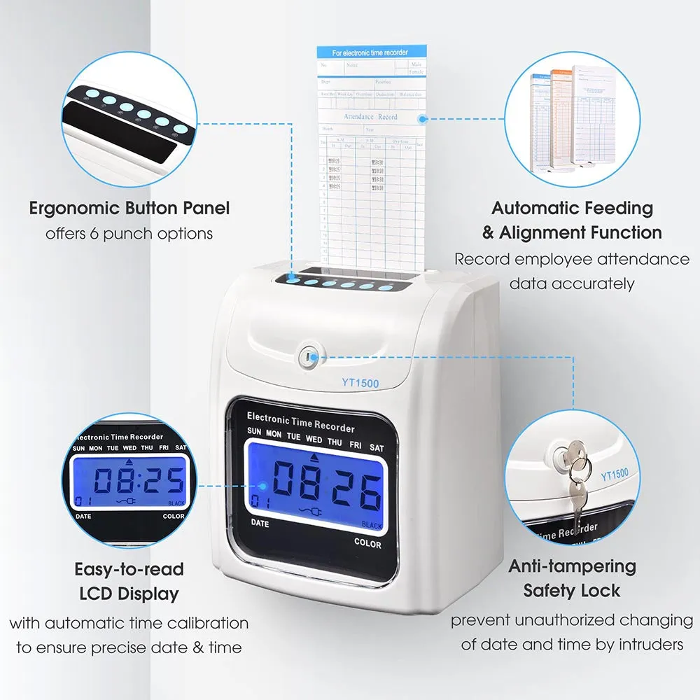 Time Puncher with 100 Monthly Weekly Cards & Holder