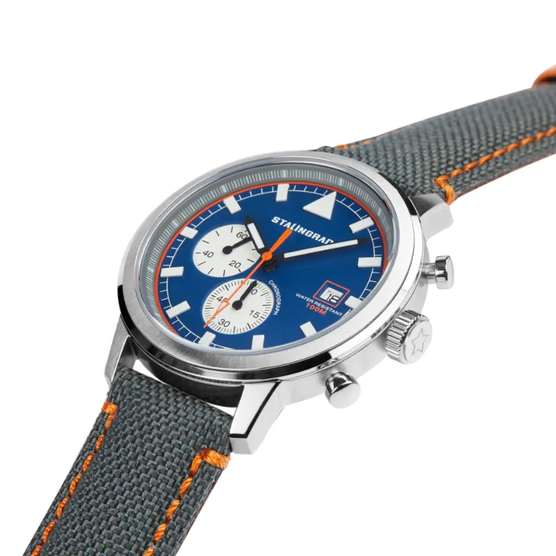 Trooper Chronograph. Blue Dial. Grey Cordura Strap. SG-2266-03