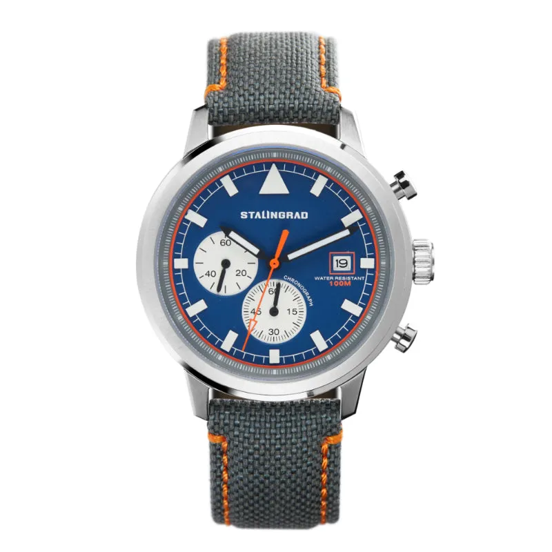 Trooper Chronograph. Blue Dial. Grey Cordura Strap. SG-2266-03