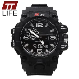 TTLIFE Men Electronic LED Resin Strap Watch Sports Water Resistant Watches Digital Mens Running Army Military Wrist Watches