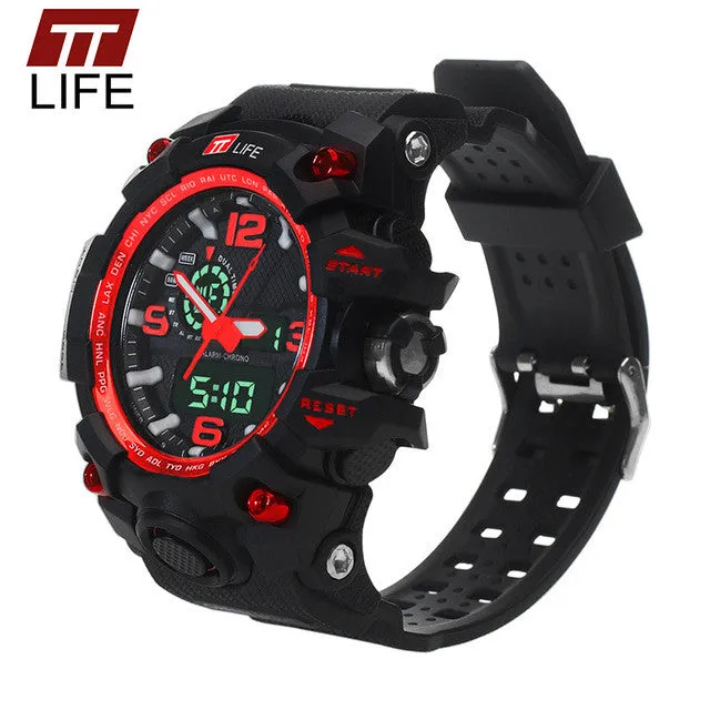 TTLIFE Men Electronic LED Resin Strap Watch Sports Water Resistant Watches Digital Mens Running Army Military Wrist Watches