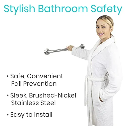 Vive Textured Stainless Steel Grip Shower Grab Bar