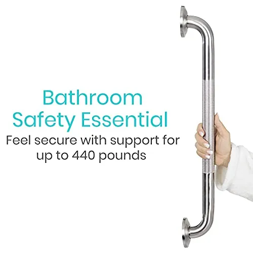 Vive Textured Stainless Steel Grip Shower Grab Bar