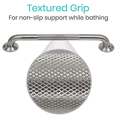 Vive Textured Stainless Steel Grip Shower Grab Bar