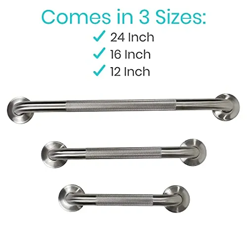 Vive Textured Stainless Steel Grip Shower Grab Bar