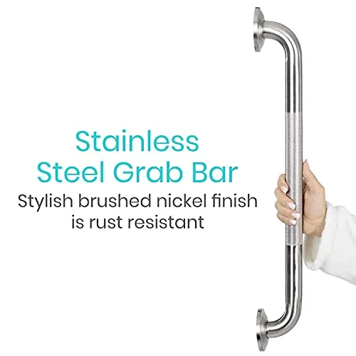 Vive Textured Stainless Steel Grip Shower Grab Bar