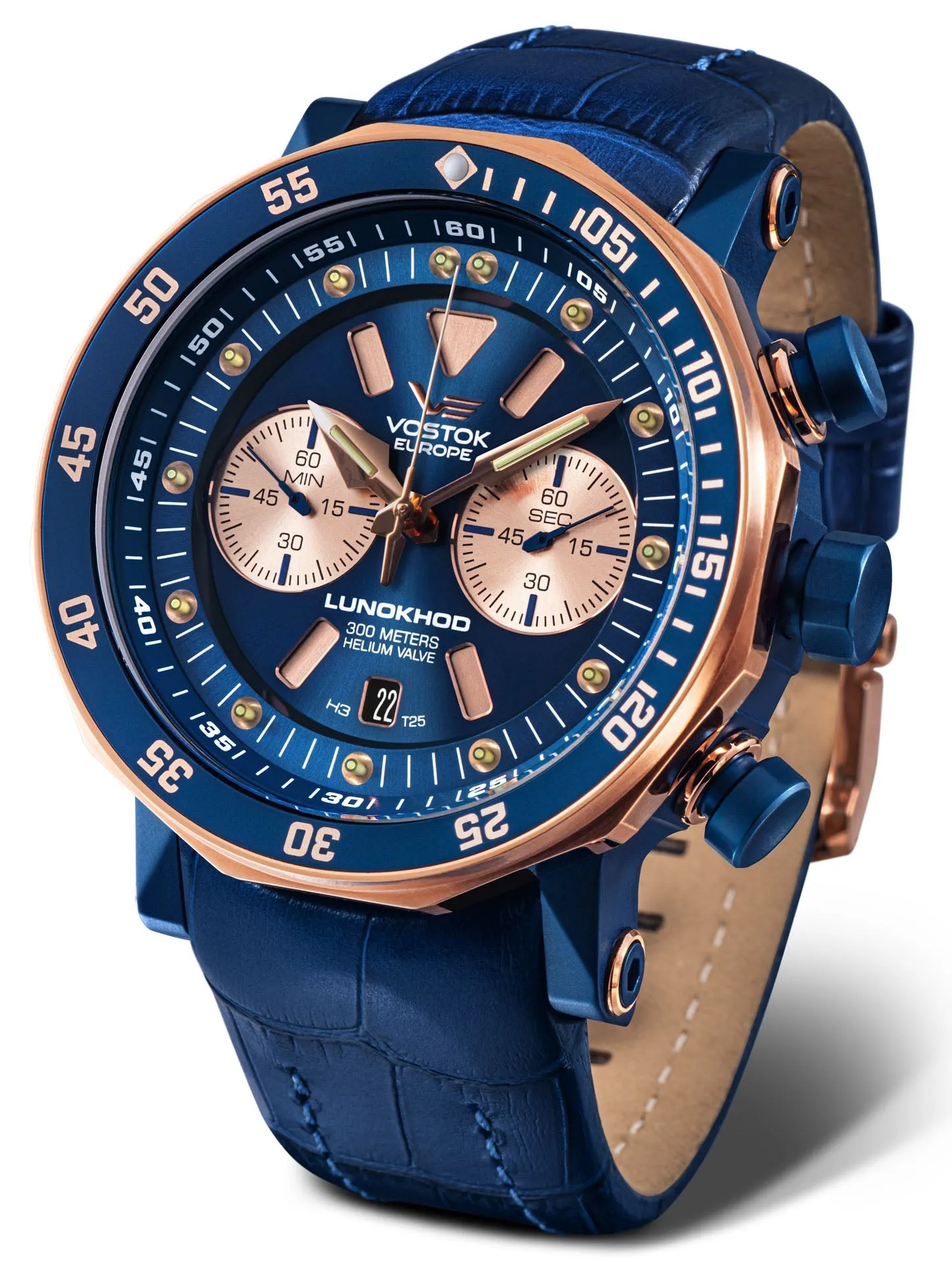 Vostok-Europe LUNOKHOD 2 GRAND CHRONO Mens Blue Watch 6S21-620E631